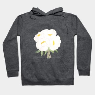 white peony bouquet flowers  ink and watercolor Hoodie